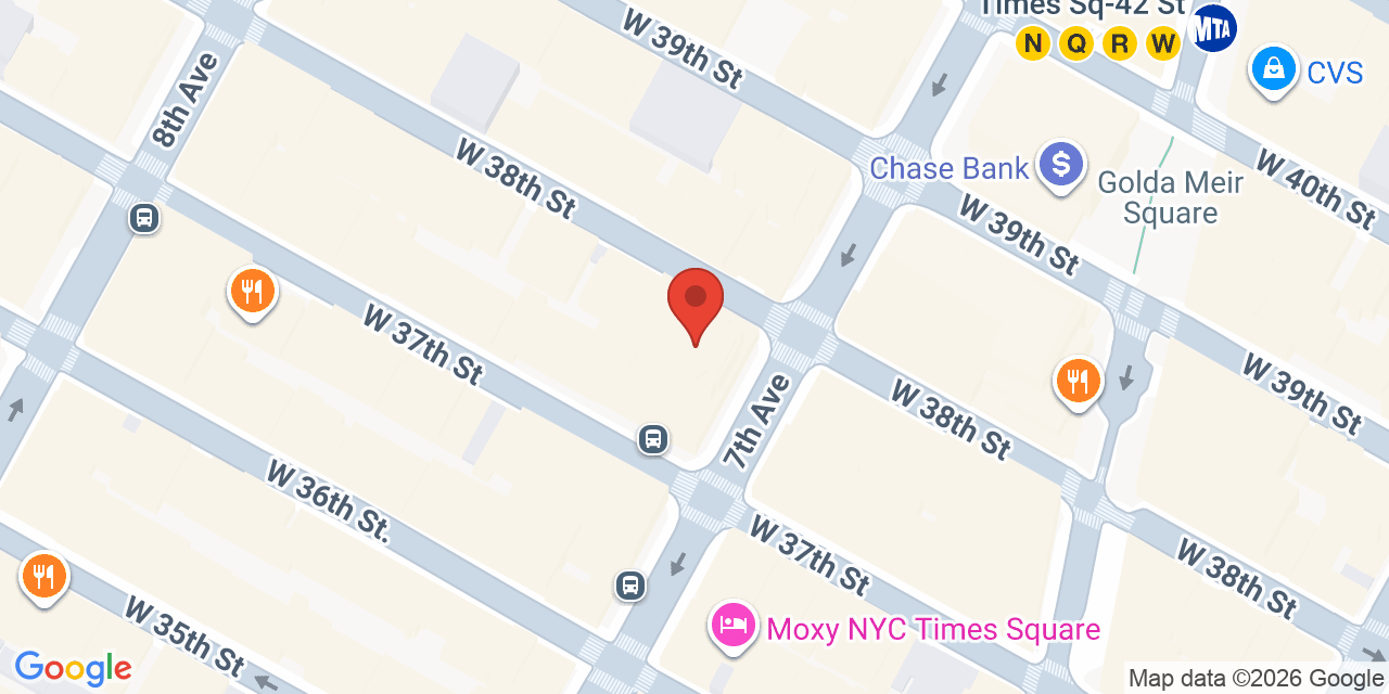 Map showing the location of 512 7th Ave, New York, NY 10018