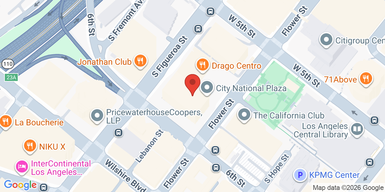 Map showing the location of 515 Flower St, Los Angeles, CA 90071