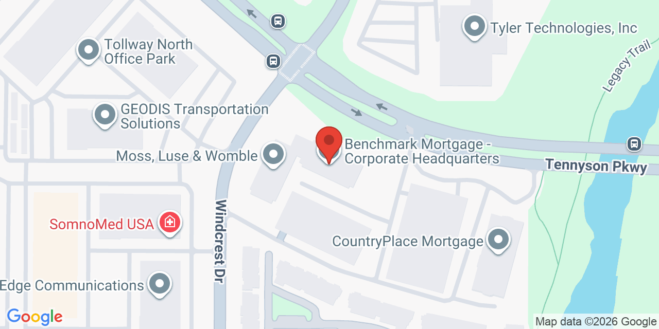 Map showing the location of 5160 Tennyson Pkwy Ste 1000, Plano, TX 75024