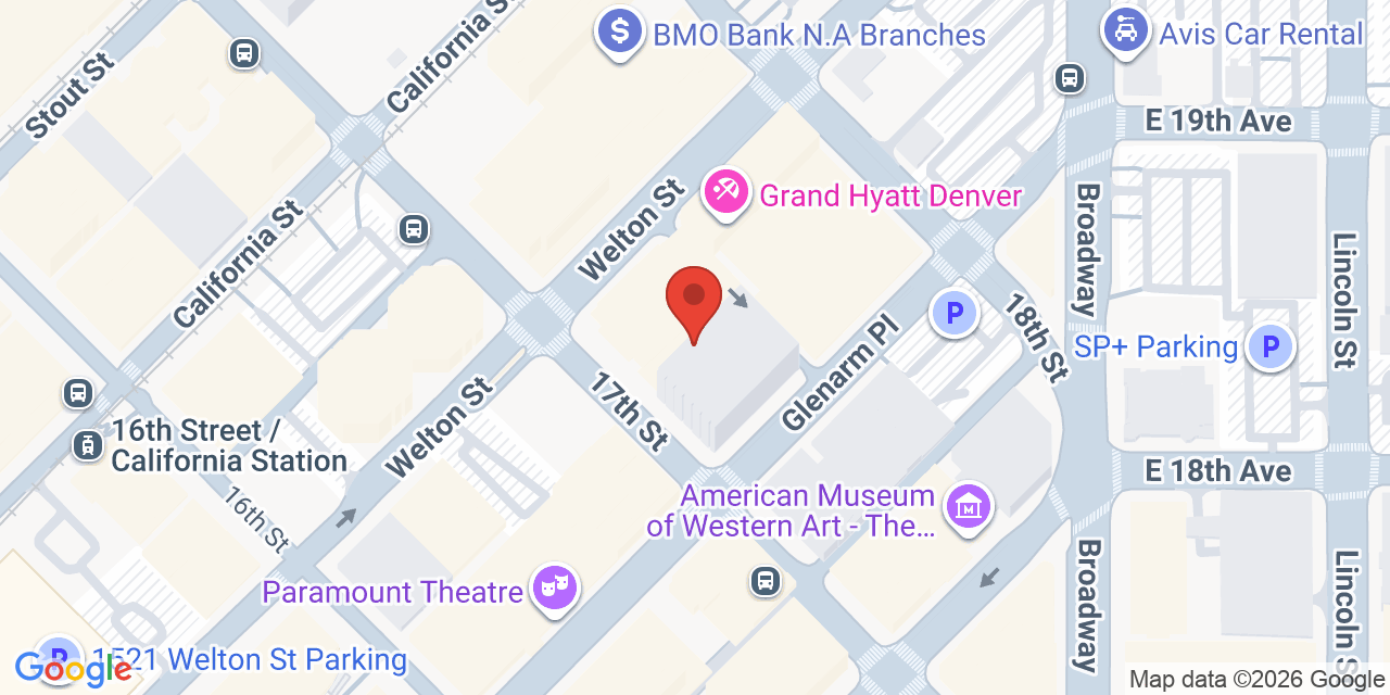 Map showing the location of 518 17th St, Denver, CO 80202