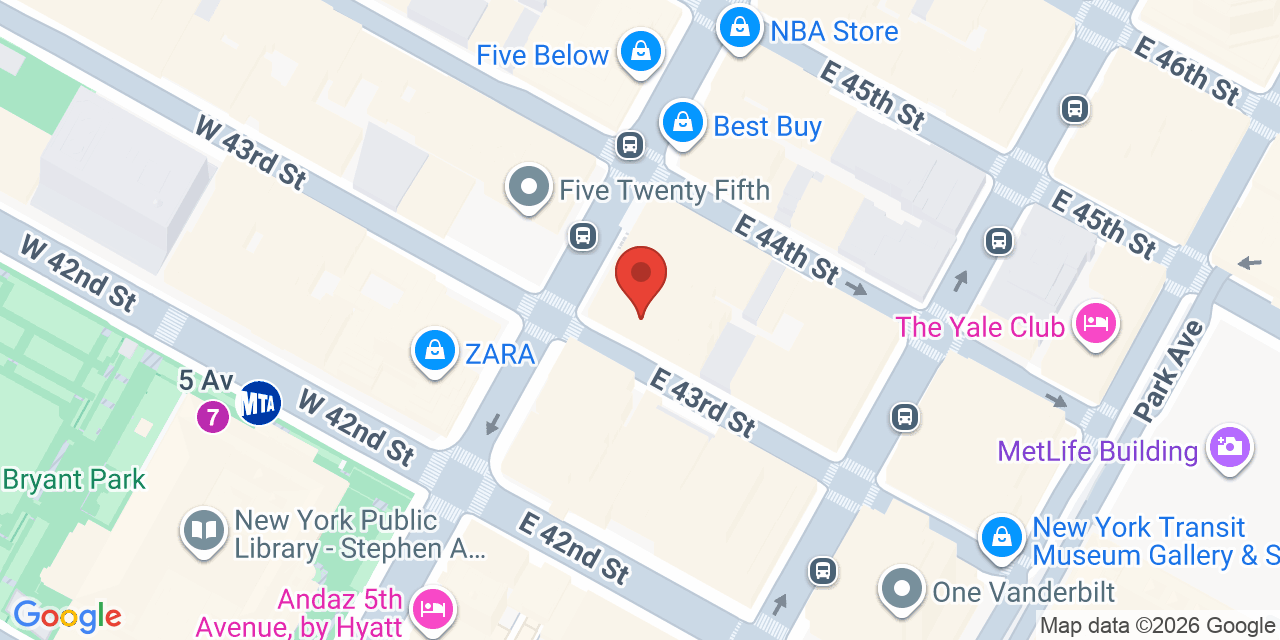 Map showing the location of 521 5th Ave, New York, NY 10175