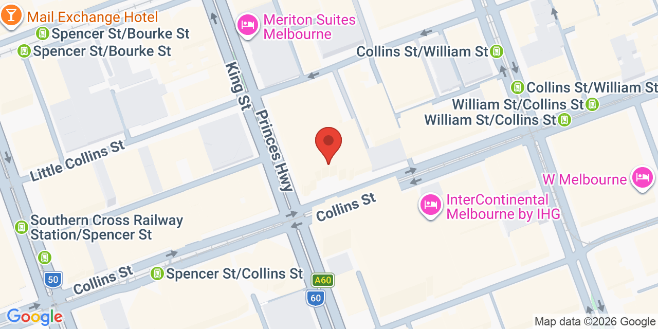 Map showing the location of 530 Collins Street, Melbourne VIC, Australia
