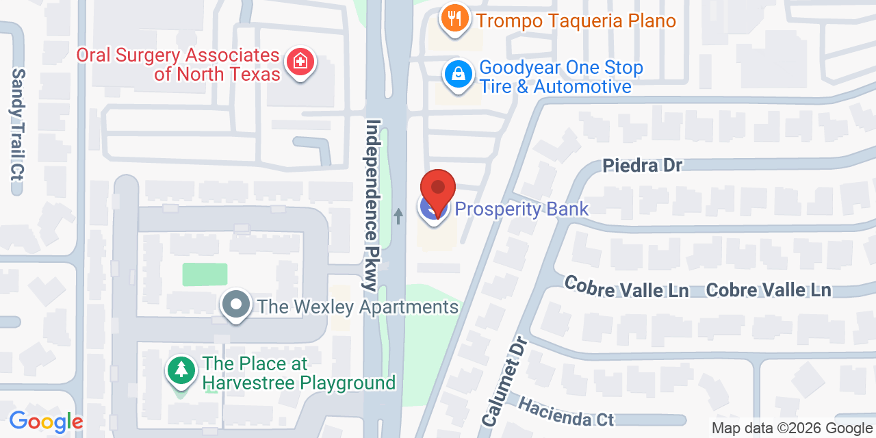 Map showing the location of 5345 Plano Parkway, Plano, TX