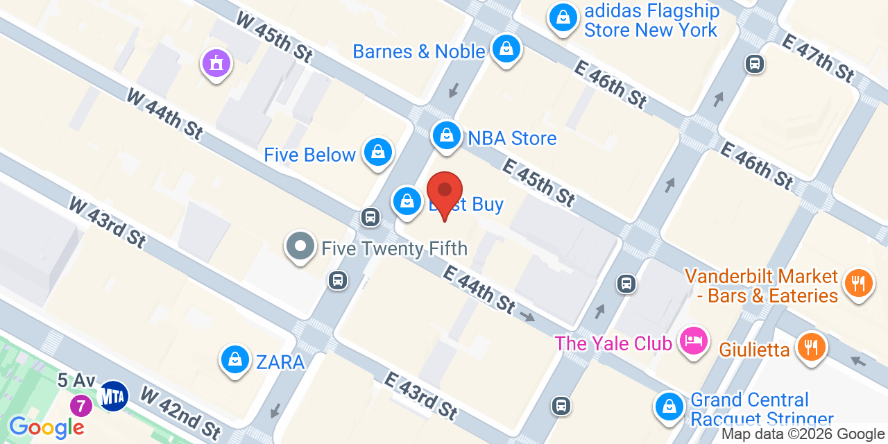 Map showing the location of 535 5th Ave 4th floor, New York, NY 10017