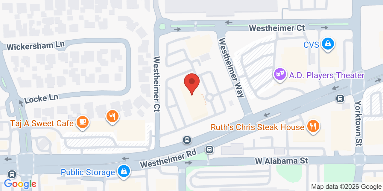 Map showing the location of 5444 Westheimer Rd Suite 1000, Houston, TX 77056