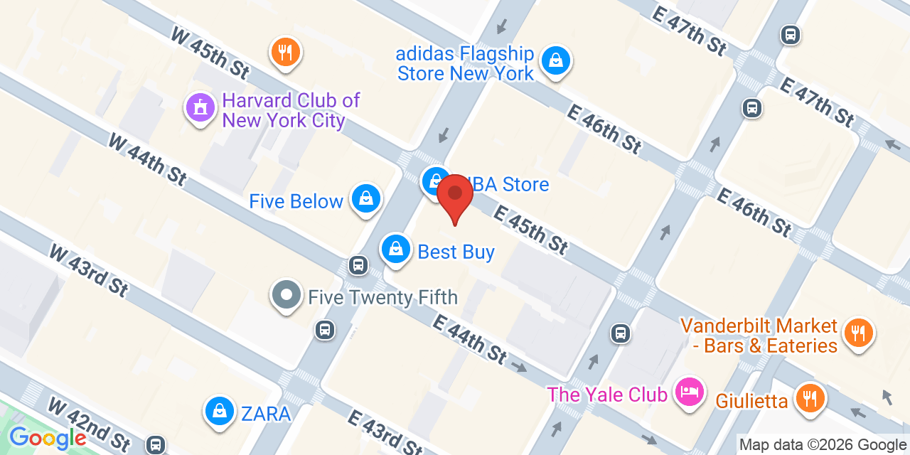 Map showing the location of 545 5th Ave, New York, NY 10017