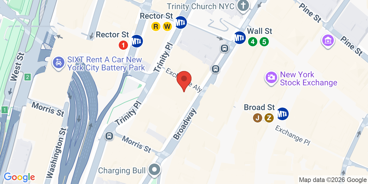 Map showing the location of 55 Broadway 3rd floor, New York, NY 10006