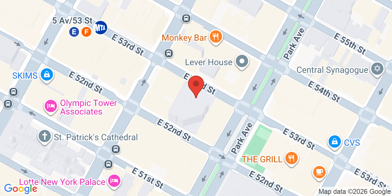 Map showing the location of 55 E 52nd St, New York, NY 10055