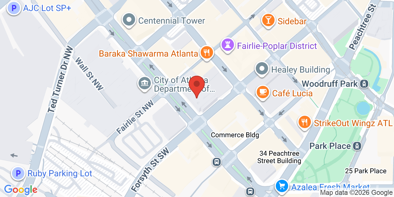 Map showing the location of 55 Marietta St NW, Atlanta, GA 30303