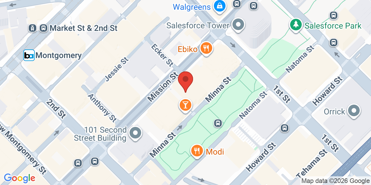 Map showing the location of 55 Mission St, San Francisco, CA 94105