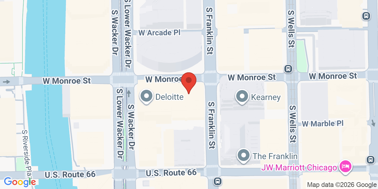 Map showing the location of 55 W Monroe St, Chicago, IL 60603