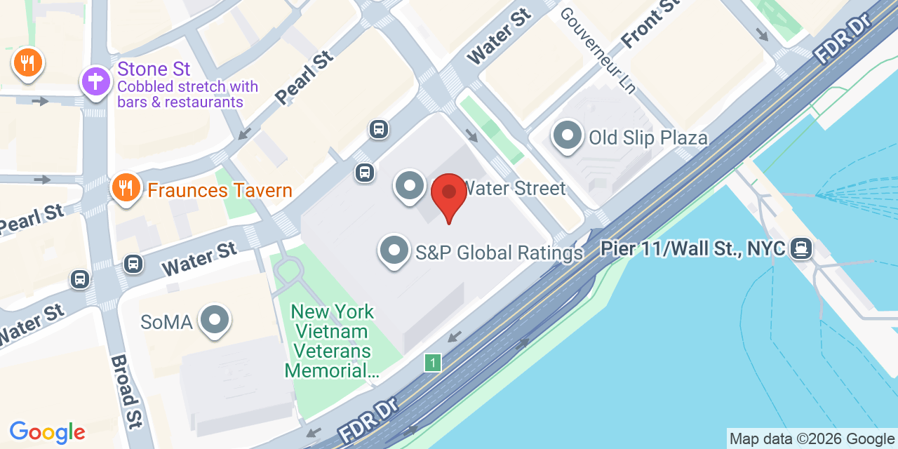 Map showing the location of 55 Water Street, New York, NY