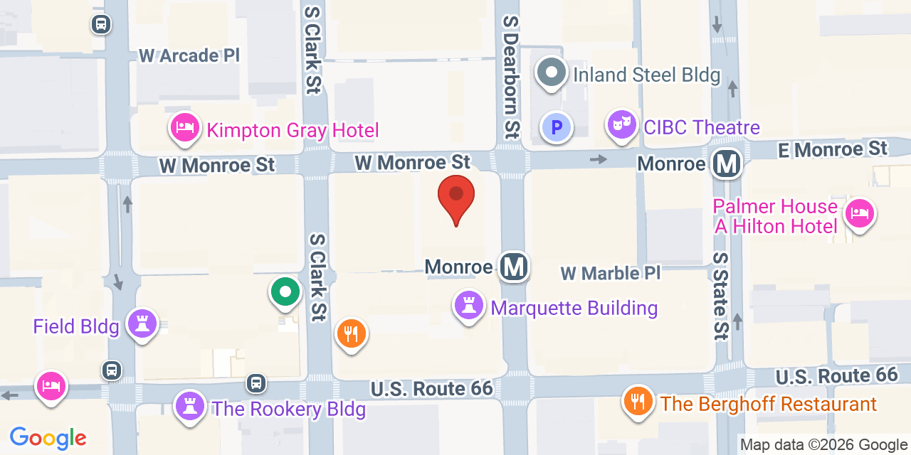 Map showing the location of 55 West Monroe Street, Chicago, IL 60603