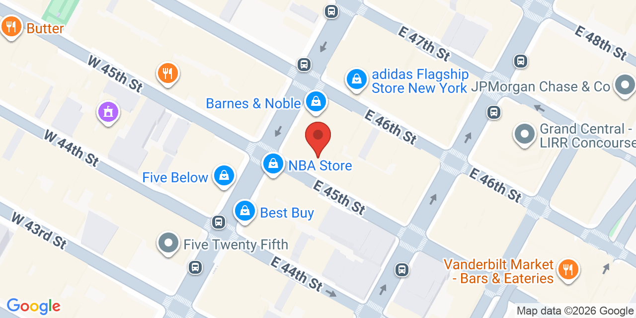 Map showing the location of 551 5th Ave, New York, NY 10176