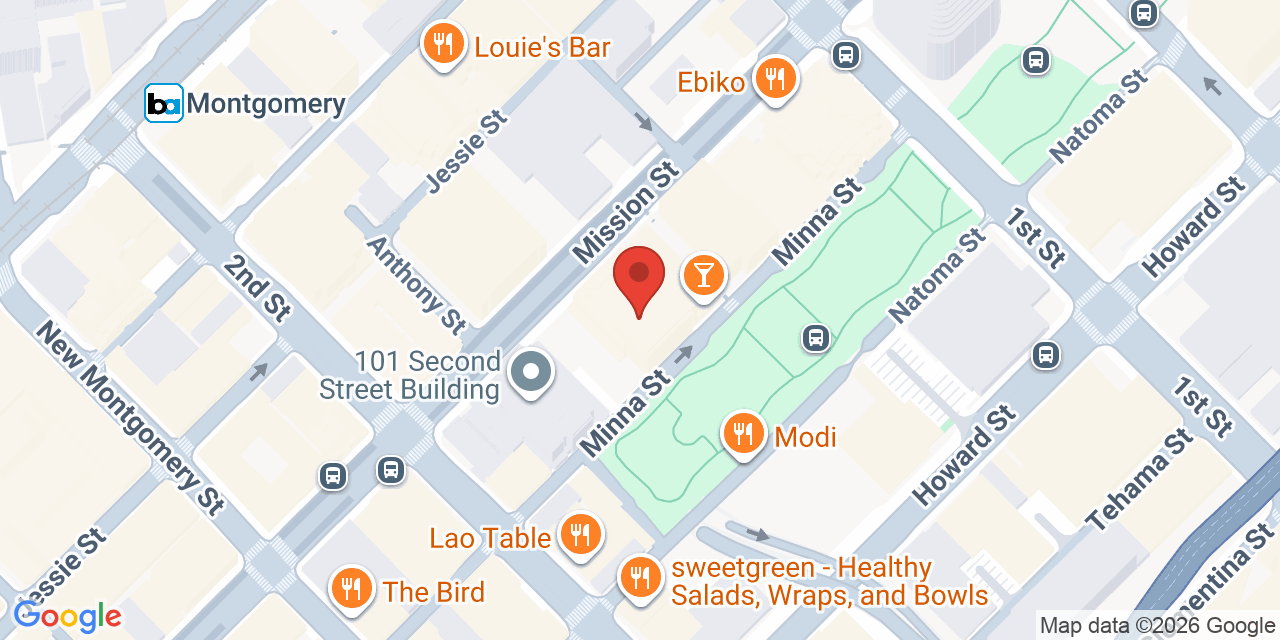 Map showing the location of 555 Mission St, San Francisco, CA 94105
