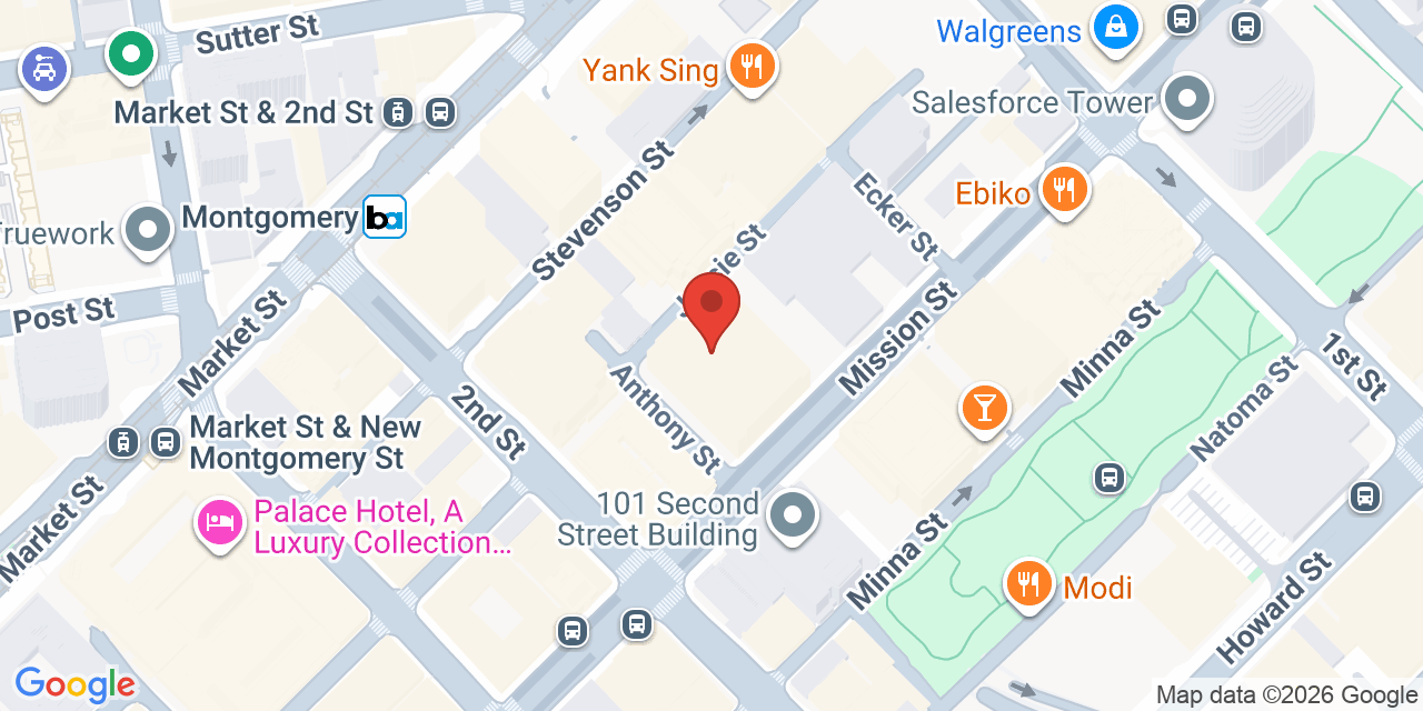 Map showing the location of 555 Mission Street, San Francisco, CA