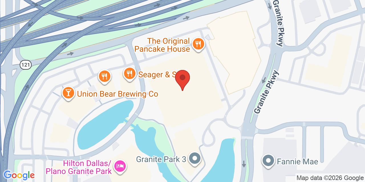 Map showing the location of 5601 Granite Pkwy, Plano, TX 75024