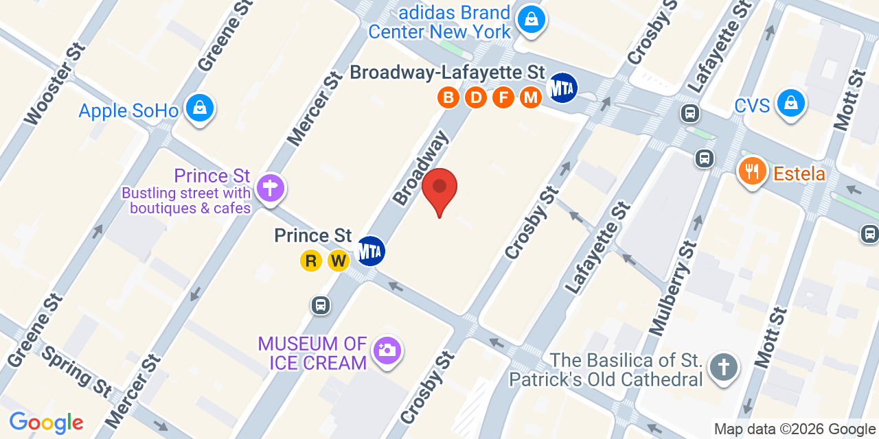 Map showing the location of 580 Broadway, New York, NY 10012