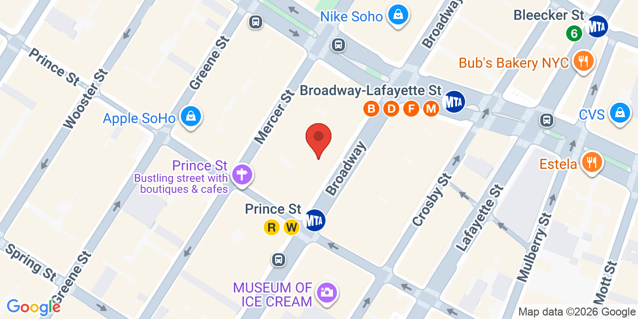 Map showing the location of 581 Broadway, New York, NY 10012