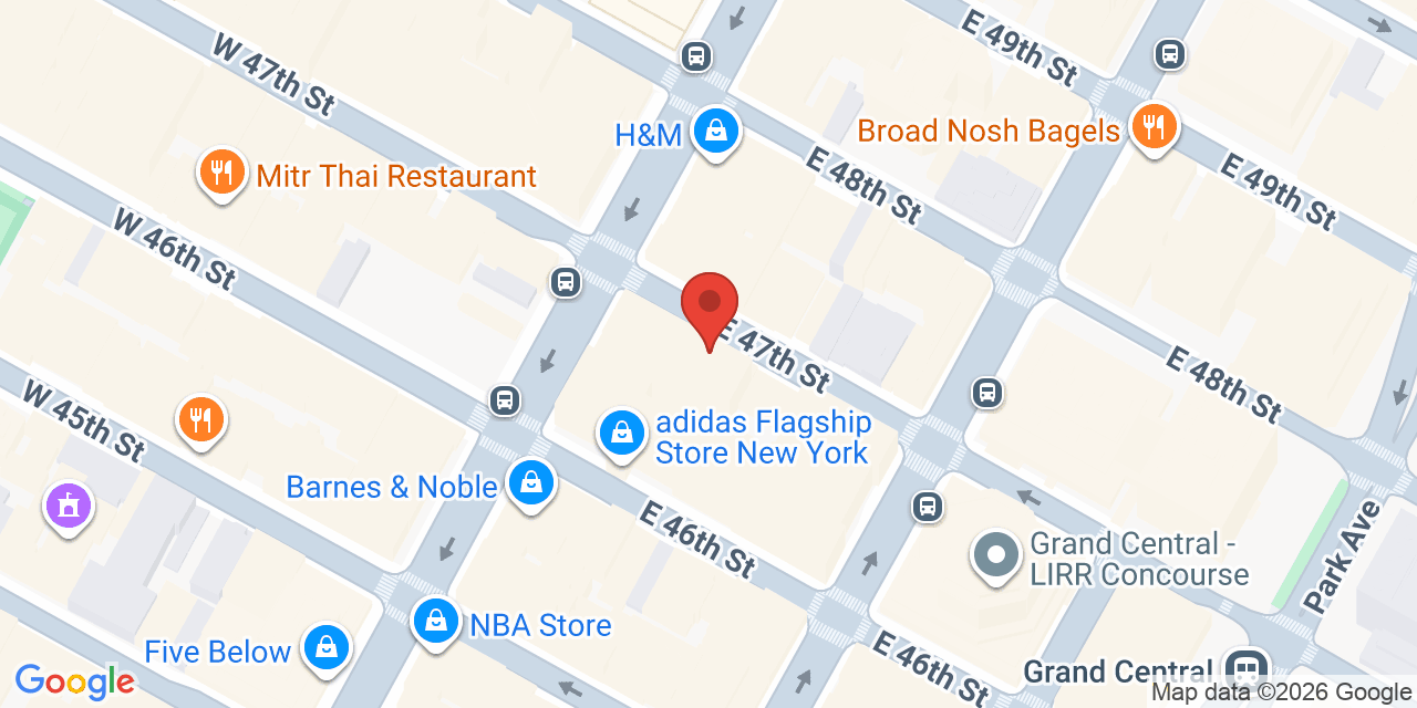 Map showing the location of 587 5th Ave, New York, NY 10017