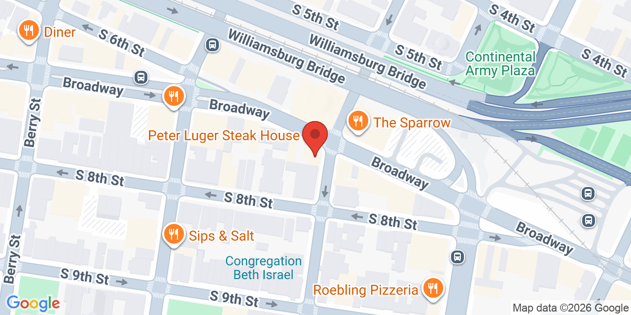 Map showing the location of 597 Broadway, Brooklyn, NY 11206