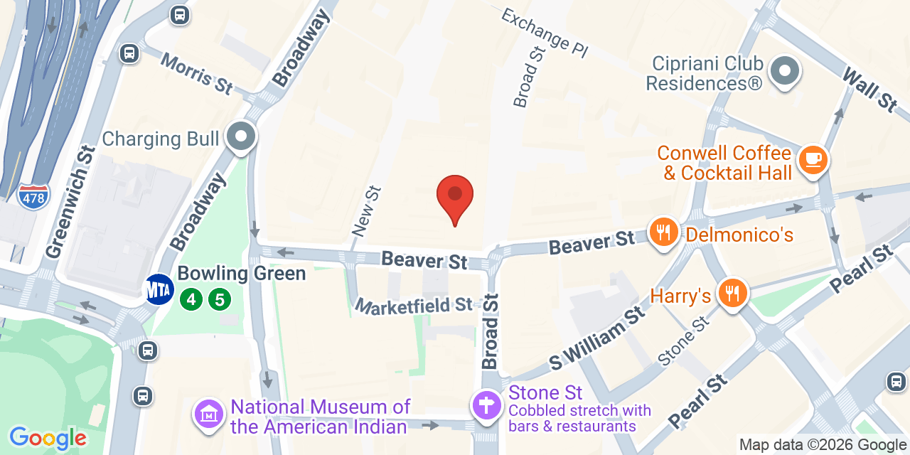 Map showing the location of 60 Broad St, New York, NY 10004