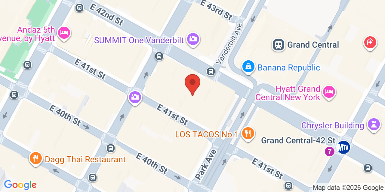 Map showing the location of 60 E 42nd St, New York, NY 10165