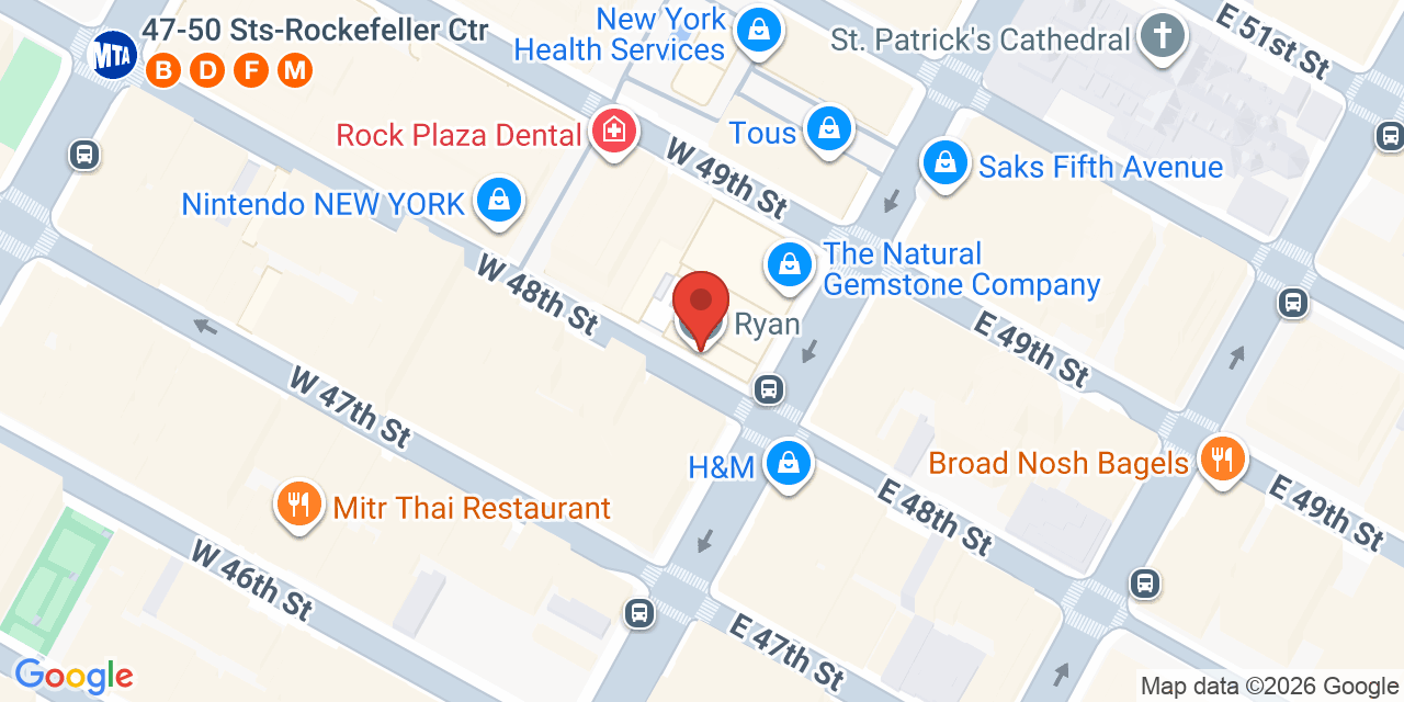 Map showing the location of 600 5th Ave, New York, NY 10020