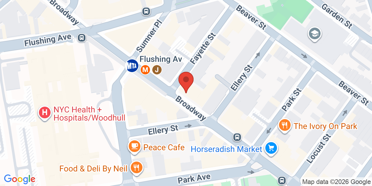 Map showing the location of 600 Broadway, Brooklyn, NY 11206