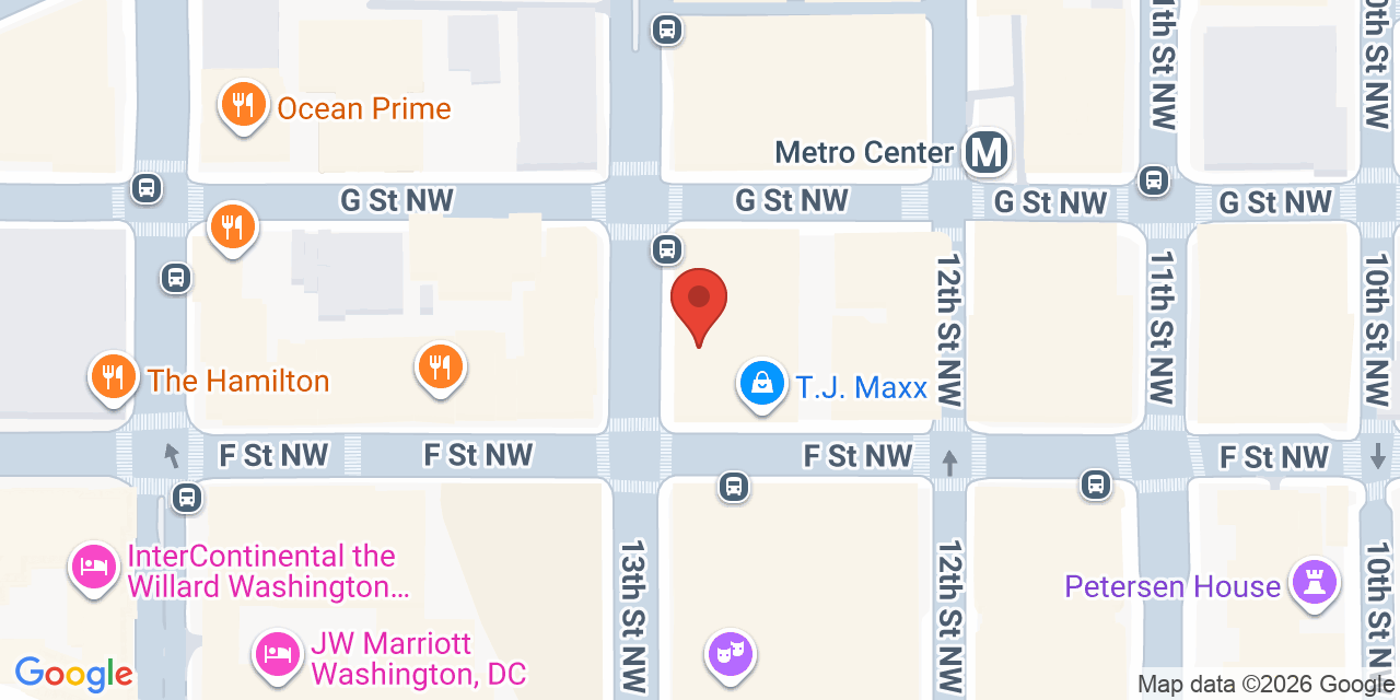 Map showing the location of 601 13th St NW, Washington, DC 20005