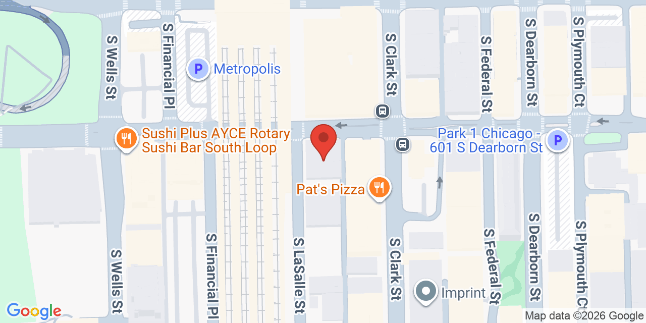 Map showing the location of 601 S LaSalle St, Chicago, IL 60605