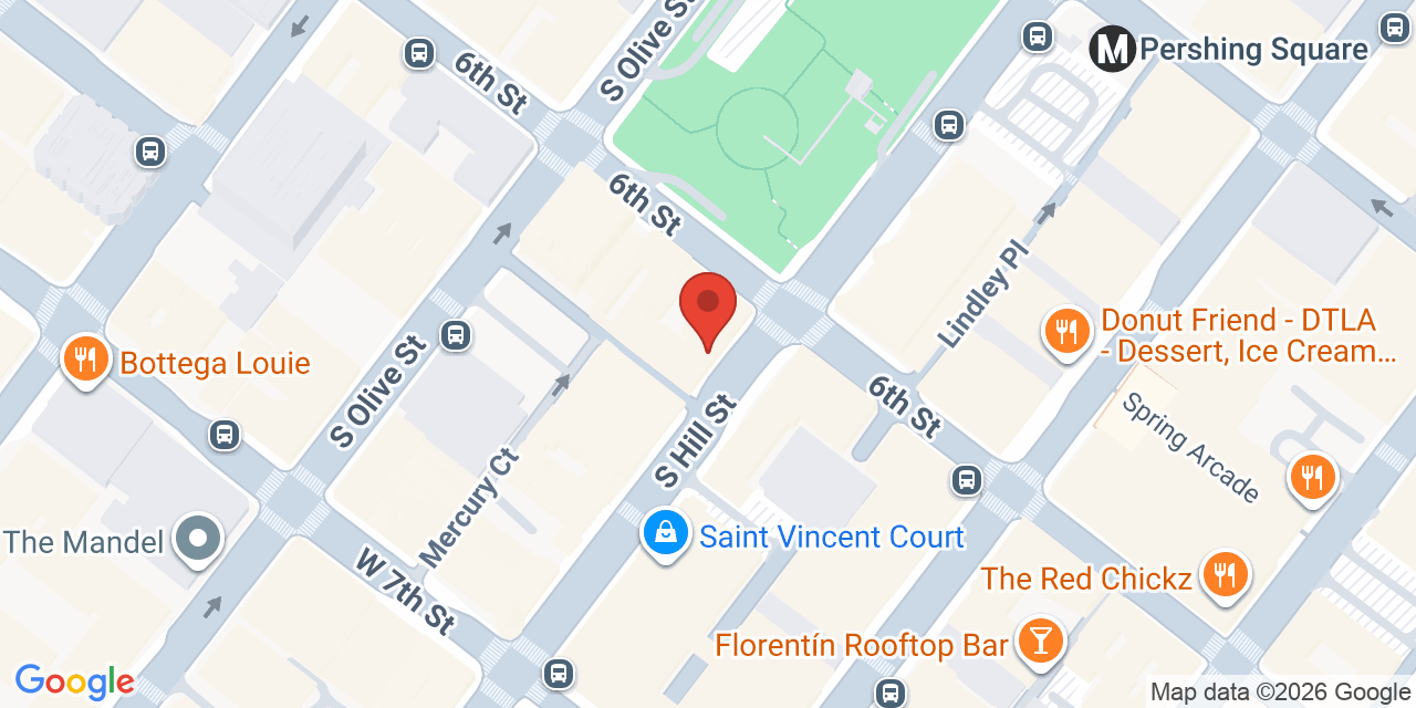 Map showing the location of 607 S Hill St, Los Angeles, CA 90014