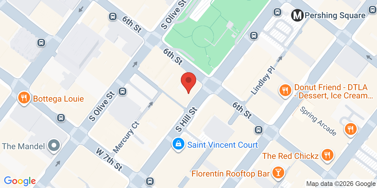 Map showing the location of 607 South Hill Street, Los Angeles, CA
