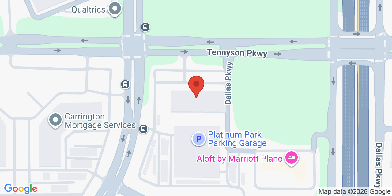 Map showing the location of 6080 Tennyson Parkway, Plano, TX