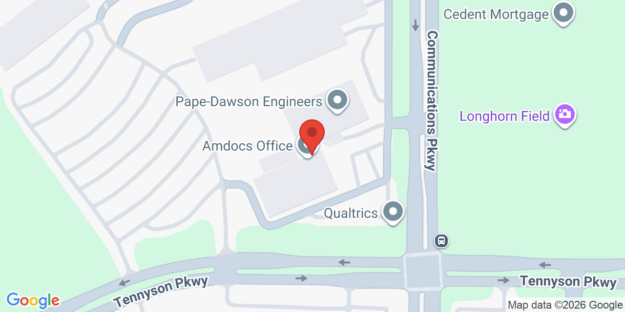 Map showing the location of 6100 Tennyson Pkwy, Plano, TX