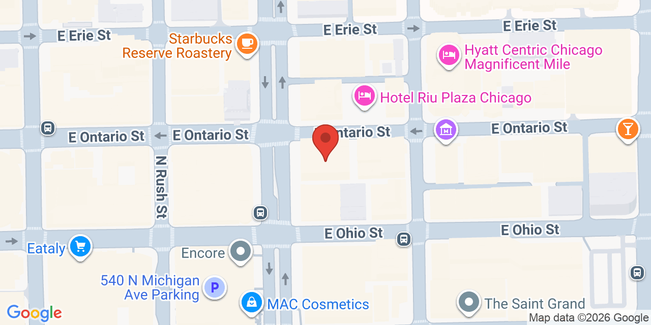 Map showing the location of 625 N Michigan Ave, Chicago, IL 60611