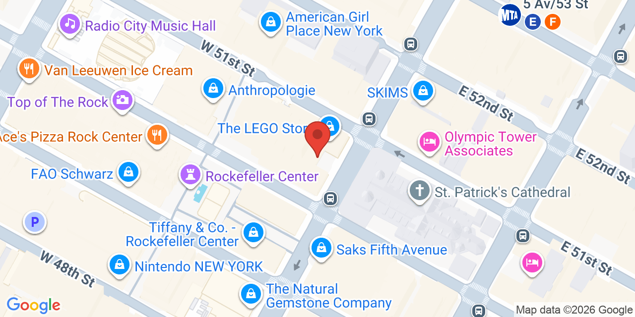 Map showing the location of 630 5th Ave, New York, NY 10111