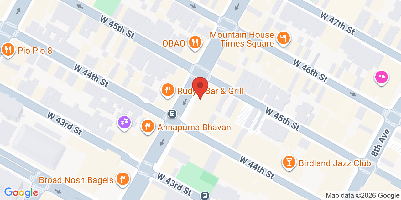 Map showing the location of 630 9th Ave, New York, NY 10036