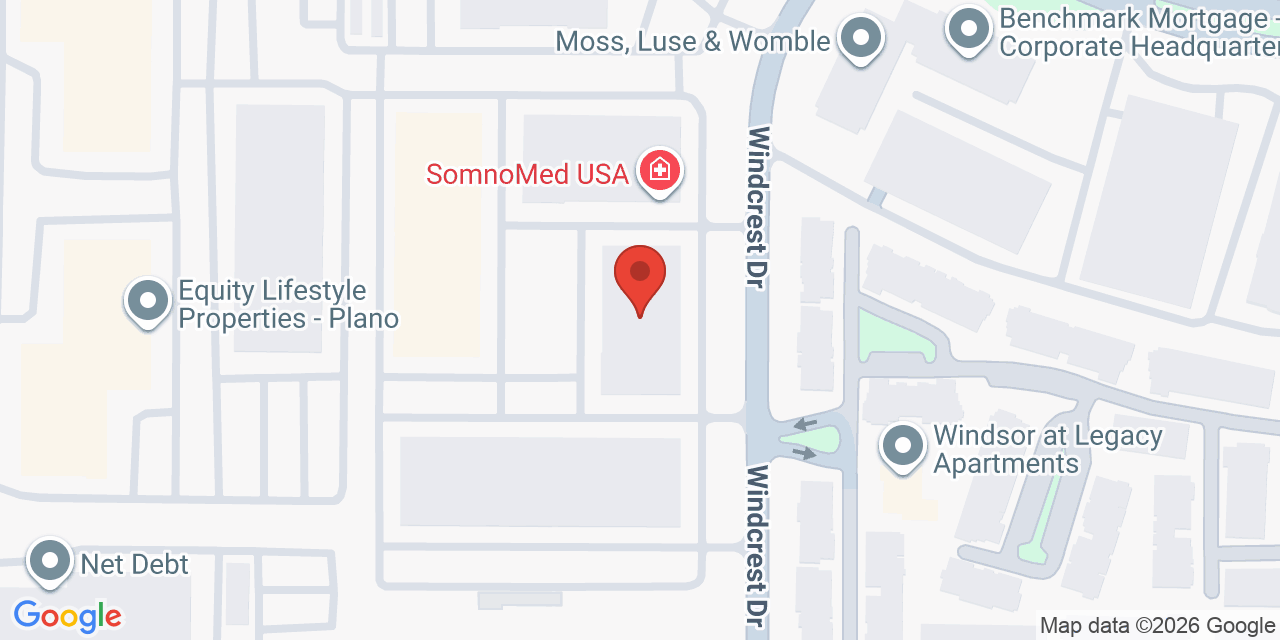 Map showing the location of 6505 Windcrest Dr #200, Plano, TX 75024