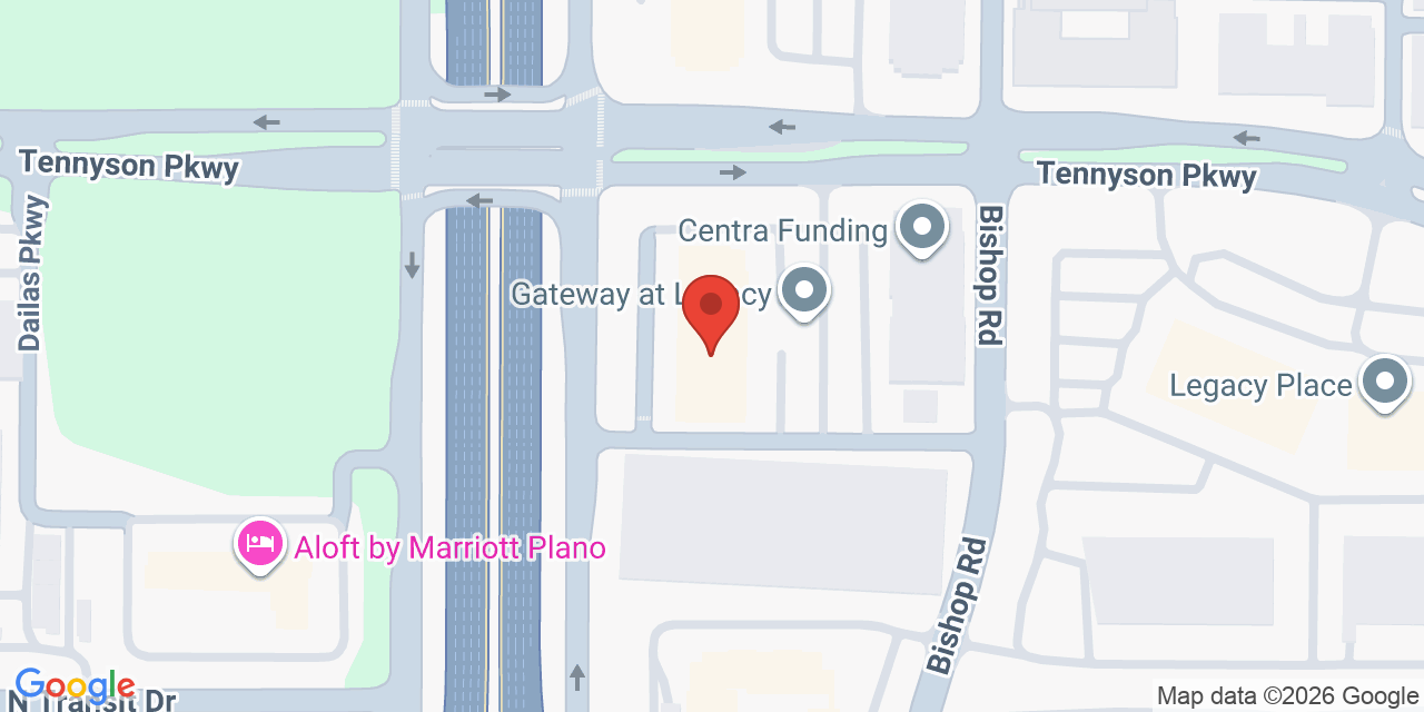 Map showing the location of 6860 Dallas Pkwy #200, Plano, TX 75024