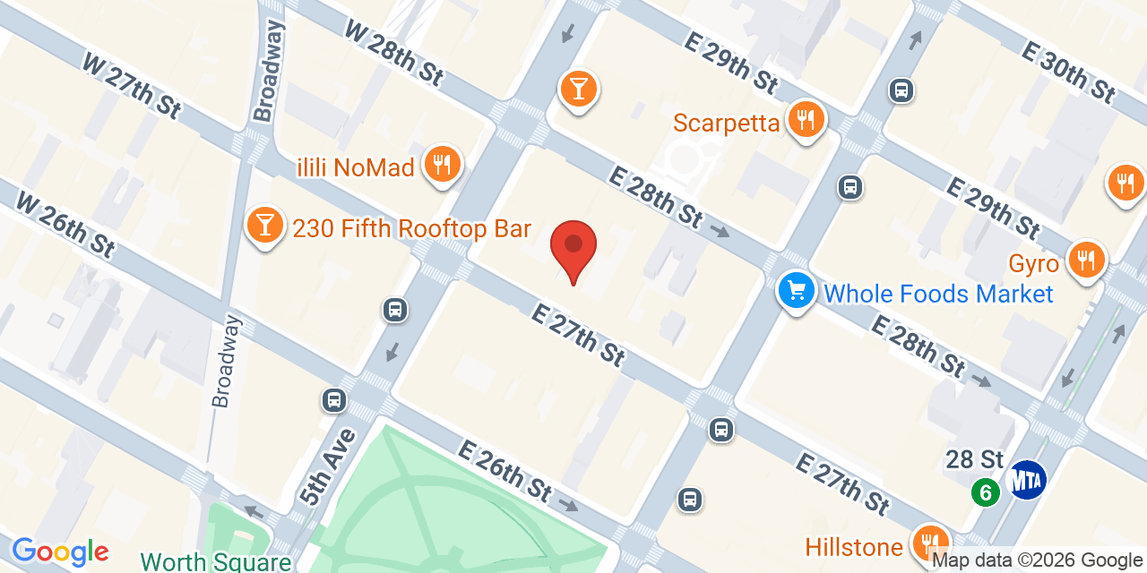 Map showing the location of 7 E 27th St, New York, NY 10016