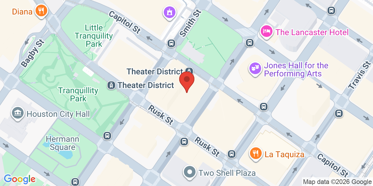 Map showing the location of 700 Louisiana St, Houston, TX 77002