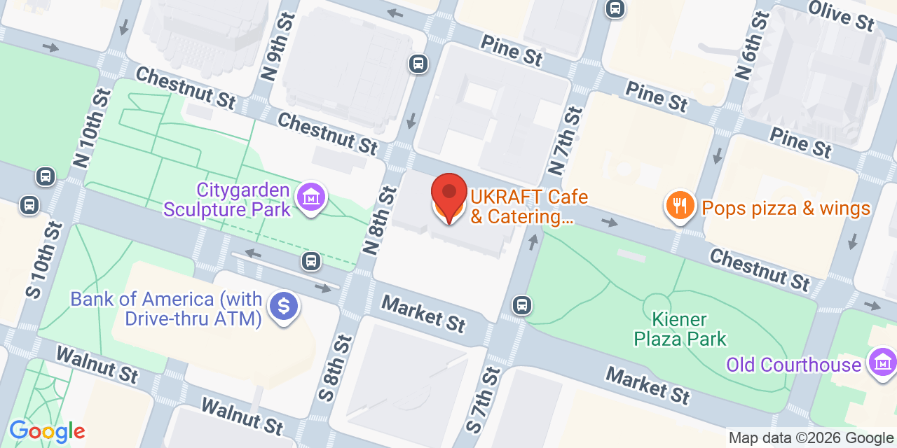 Map showing the location of 701 Market St # 1100, St. Louis, MO 63101