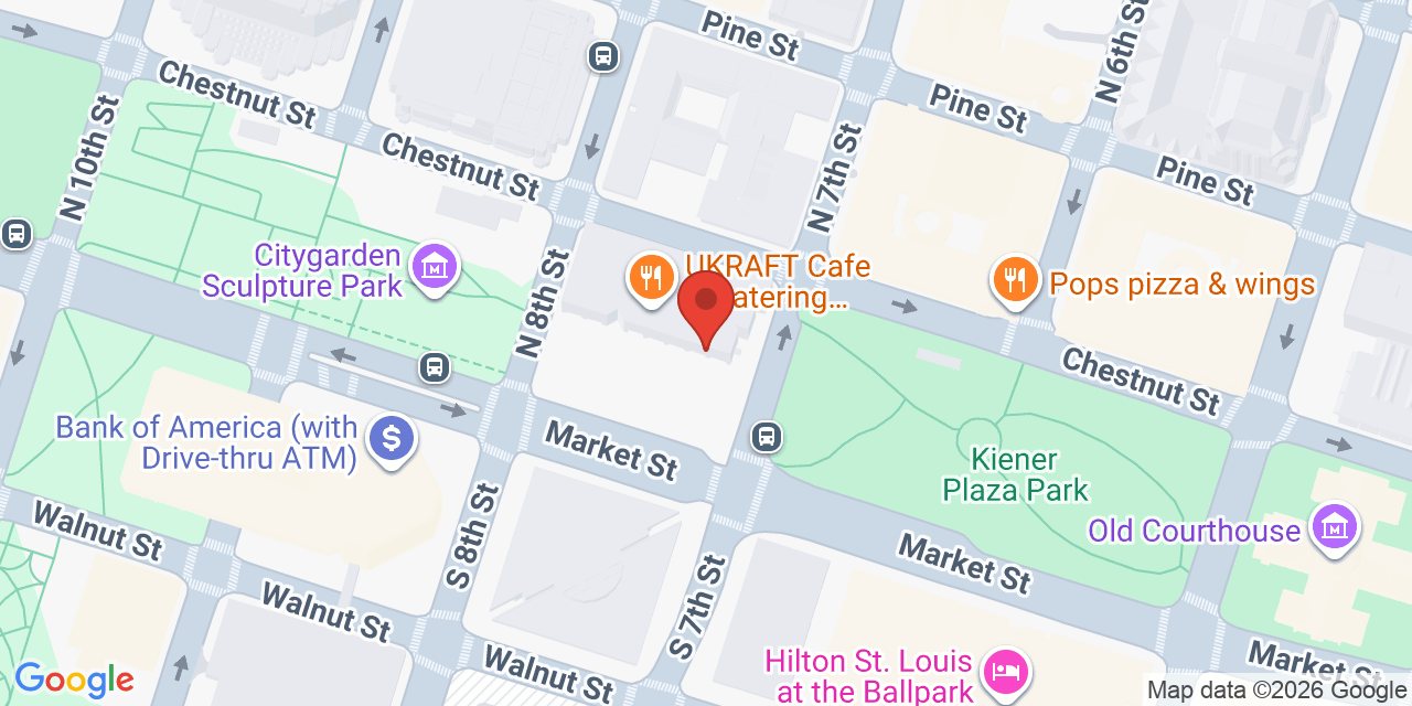Map showing the location of 701 Market St, St. Louis, MO 63101