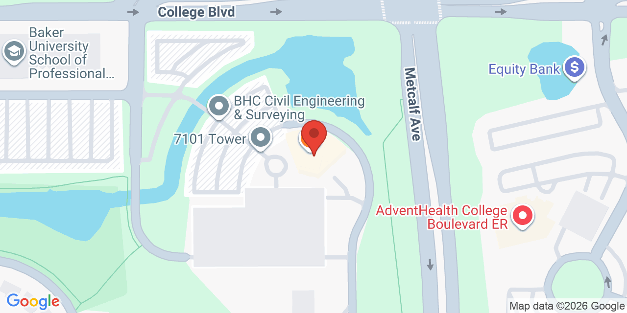 Map showing the location of 7101 College Blvd, Overland Park, KS 66210