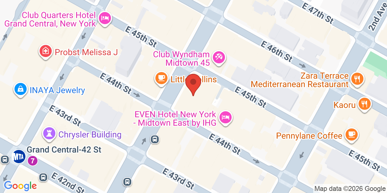 Map showing the location of 711 3rd Ave, New York, NY 10017