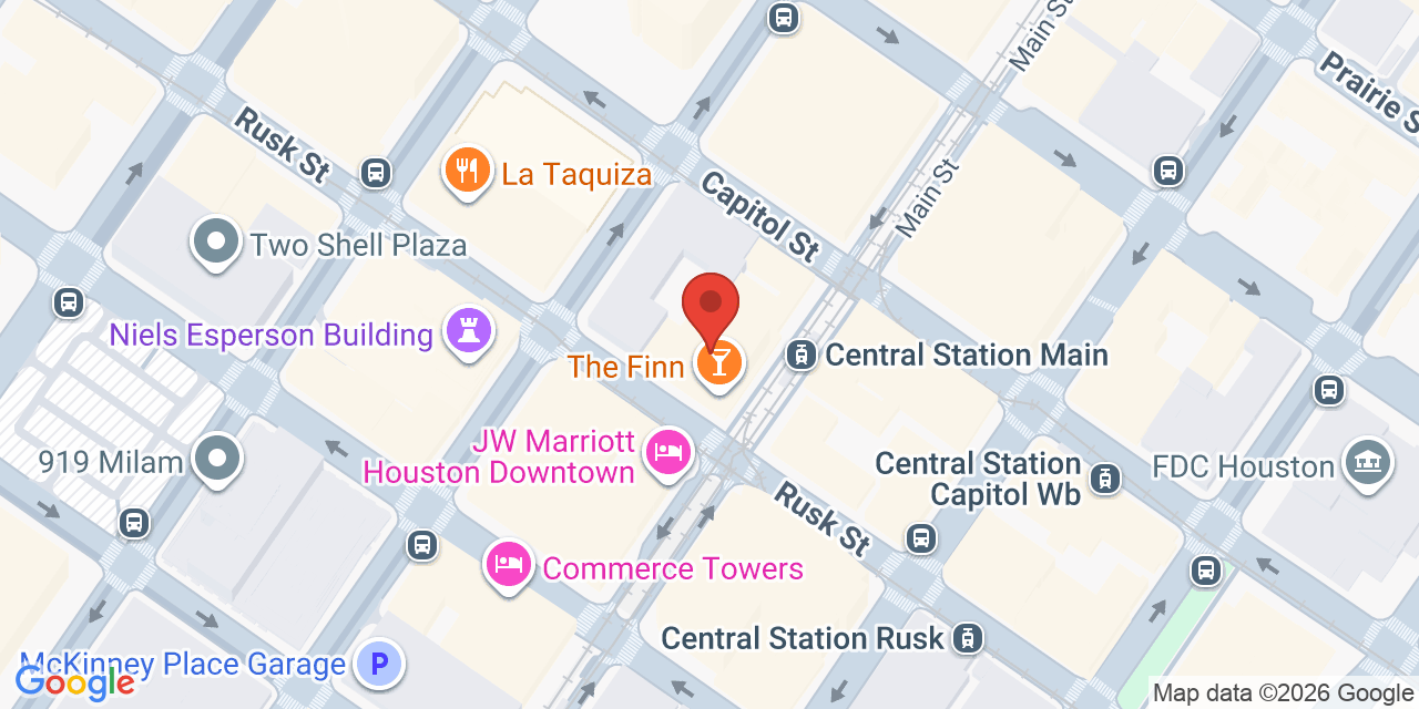 Map showing the location of 712 Main St, Houston, TX 77002