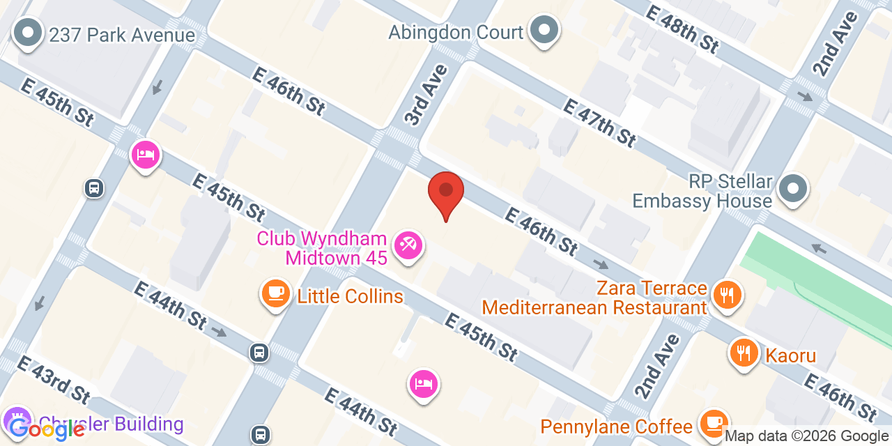 Map showing the location of 733 3rd Ave, New York, NY 10017