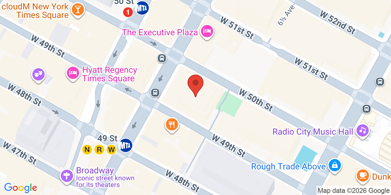 Map showing the location of 745 7th Ave, New York, NY 10019
