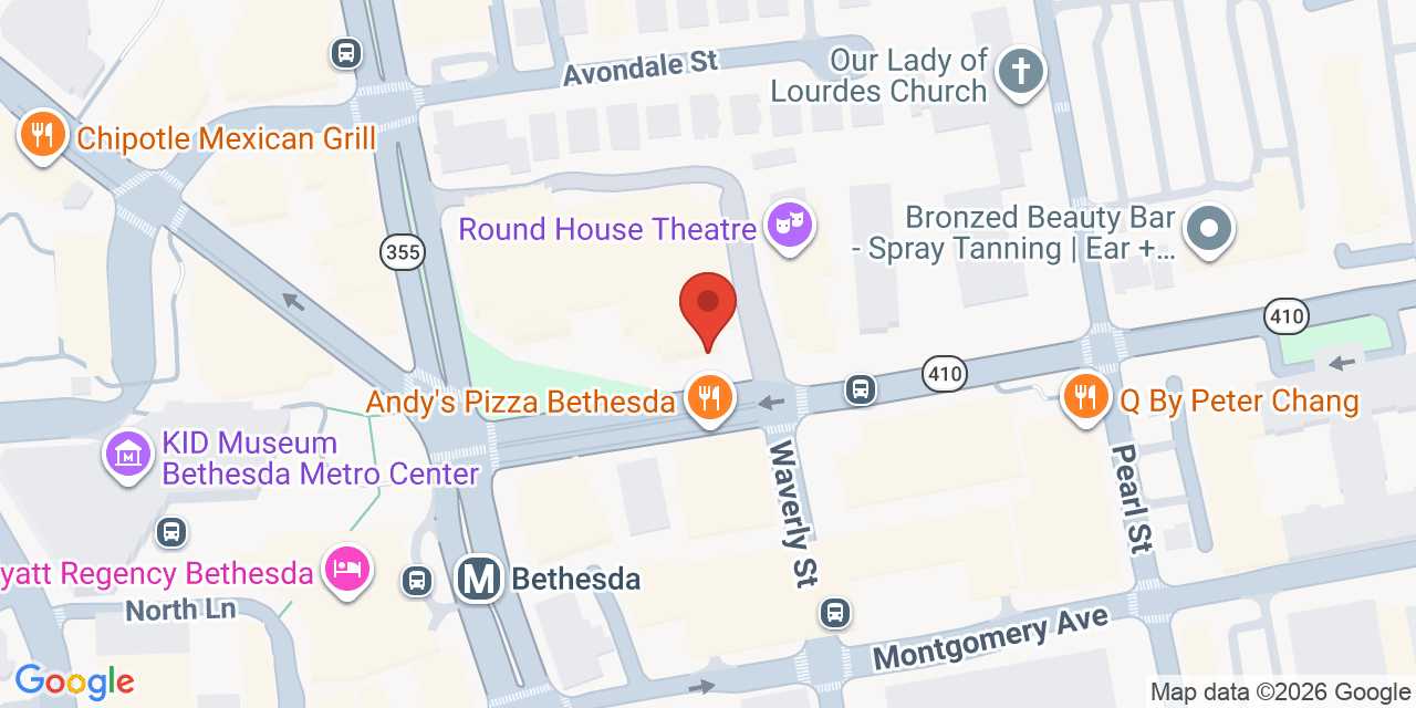 Map showing the location of 7501 Wisconsin Avenue, Bethesda, MD 20814